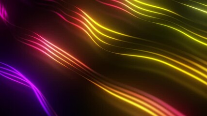 Wall Mural - vibrant neon lines flow diagonally, creating a dynamic abstract loop. colorful light trails move smo
