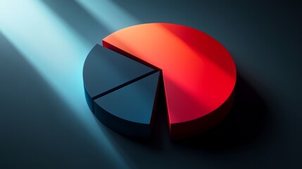 Fototapete - A detailed D pie chart illustrating market share distribution, with textured segments and a light reflection effect, creating a sense of depth and dimension.