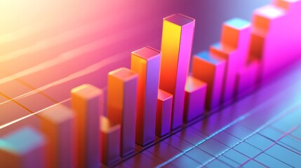Aufkleber - A high-contrast D bar chart illustrating revenue growth, with sharp edges and a glossy finish, drawing attention to the financial performance over time.