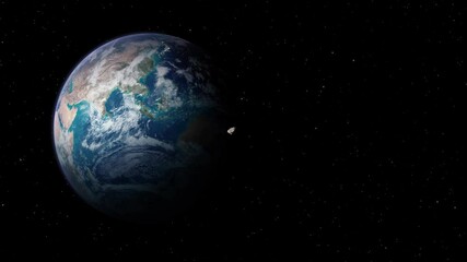 Wall Mural - asteroid on a collision course with planet earth. the asteroid falls to earth. asteroid or meteorite