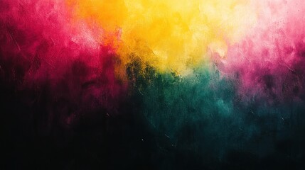 Wall Mural - abstract gradient background with yellow, pink, and green, black and deep red, featuring a subtle gr