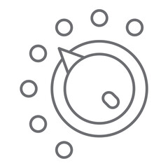 Timer wheel button thin line icon, laundry service concept. Vector graphics. Washing mode selection, washer button sign on white background, outline style icon for mobile or web design.
