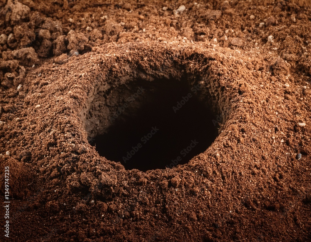 hole in ground isolated deep earth nature land surface texture dig pit ...