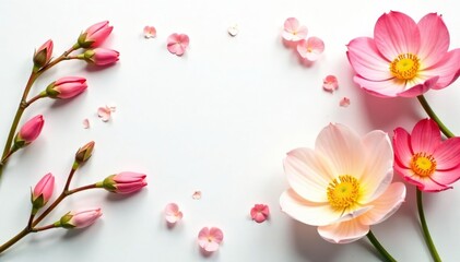 Wall Mural - white background showcasing delicate floral arrangement, floral, romantic, feminine