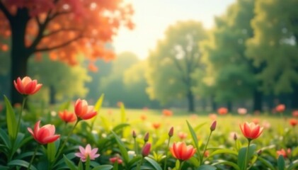 Wall Mural - abstract blurred nature scene, soft focus, bokeh effect, calm, vibrant, art
