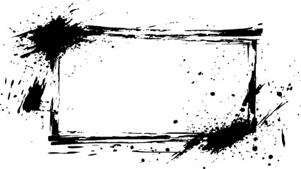 Leinwandbilder - Vector black square grunge frame on a transparent background. A rectangular frame is drawn with brush strokes on white background. 