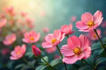 Wall Mural - continuous blooming flowers, soft color gradients , nature, botanical