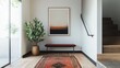 © zulvida - Modern hallway with art, plant, and bench