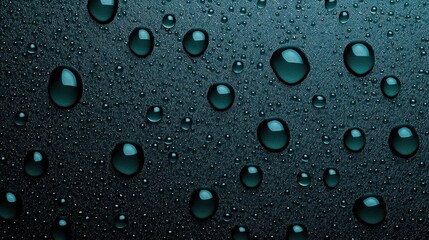 Wall Mural - intricate dance of water droplets on a black background, study of light and shadow