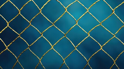 Vibrant blue backdrop accentuates the intricate detail of a metal chain link fence, study in texture, security and design