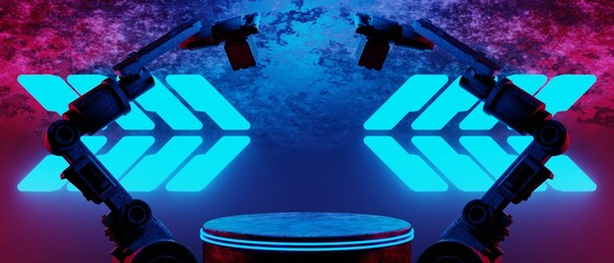 Wall Mural - 3d illustration rendering of y2k 2000s gamer technology futuristic fantasy metaverse cyberpunk sci-f