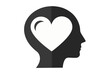 © Jannatul - Minimalist head silhouette with heart, symbolizing emotional intelligence, mindfulness, and mental wellness. Clean, modern vector icons in outline and solid styles for digital and psychology concepts.