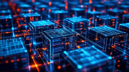 Abstract Digital Network: Cubes of Data and Information