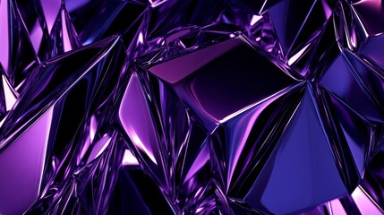 Poster - Abstract purple metallic geometric shapes.