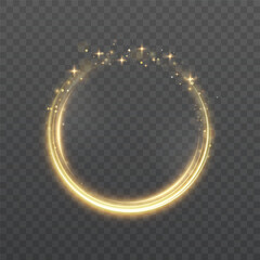 Leinwandbilder - The effect of abstract golden light circles on a transparent background. Golden frame with place for text.	