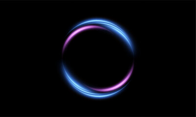Fototapete - Bright blue purple magic circle light effect with many sparkling lines with glitter and shimmering bright light effects. Magic bright circle lines for web design and game interfaces. Vector