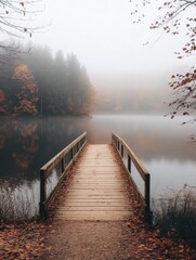 Wall Mural - wooden bridge over water