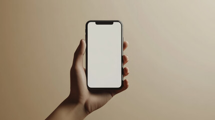 Person hold mobile phone and point on blank screen. Human hands with smartphone with blank screen. Finger touch empty display of digital gadget isolated on white background, 3d render. 3D Illustration