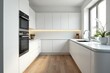 © RobertD - Sleek white cabinetry, quartz counters, modern appliances, cabinets, white countertops