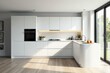 © RobertD - Sleek white cabinetry, quartz counters, modern appliances, bright kitchen, white kitchen, cabinets