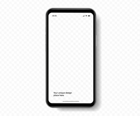 Aufkleber - Realistic smartphone mockup. Mobile phone vector with isolated on white background. Device front view. 3D mobile phone with shadow. Realistic, high quality smart phone mockup for ui ux presentation.