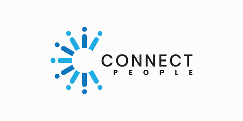Initial letter C connecting people logo design abstract shape