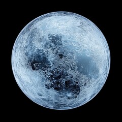 Wall Mural - Icy Celestial Body: A Frozen Planet in the Depths of Space Against a Dark Backdrop