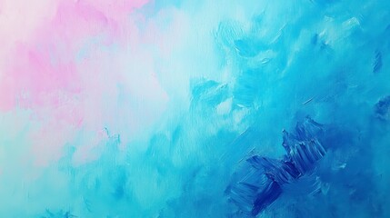 Poster - Abstract painting in pink, light blue and dark blue shades.