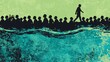 © aanupapan - Faceless crowd moving in one direction while a single person walks the other way symbolizing independent thinking