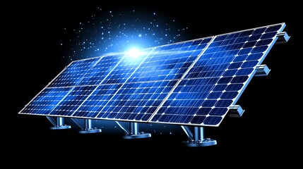 Captivating solar panel array rendering harnessing cosmic energy flow