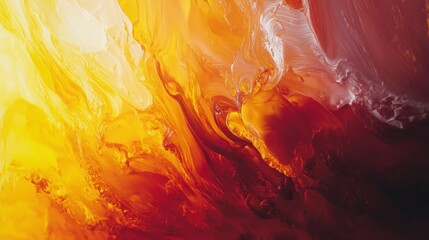 Aufkleber - Abstract swirling orange, yellow, and white paint texture.