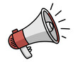 © Akhtar - Flat vector illustration of a megaphone symbolizing announcements, marketing, and public speaking