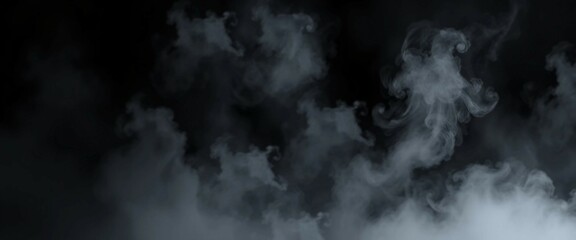 Wall Mural - Smoke black ground fog cloud floor mist background steam dust dark white horror overlay Ground smoke