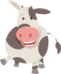Wall Mural - happy cartoon spotted cow or calf farm animal character