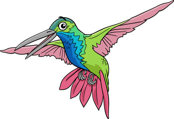 Wall Mural - funny cartoon hummingbird bird animal character