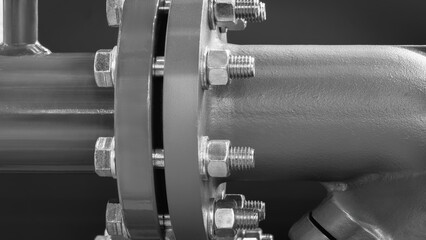 Aufkleber - A metal pipe with a lot of nuts and bolts on it. The nuts and bolts are all different sizes and are spread out across the pipe