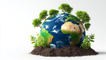 Wall Mural - earth day concept on white background, world environment day.