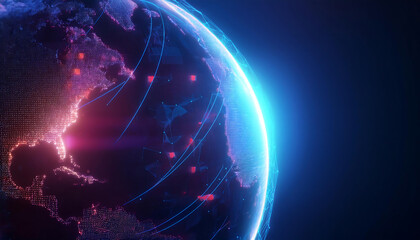global internet security concept with binary code