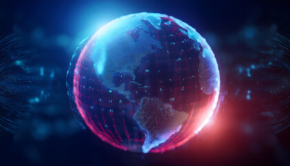 global internet security concept with binary code