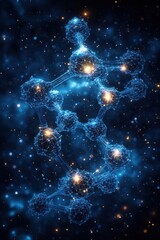 Wall Mural - futuristic molecular structure illuminated with glowing connections in blue space
