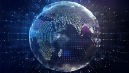 global internet security concept with binary code