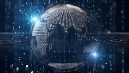 global internet security concept with binary code