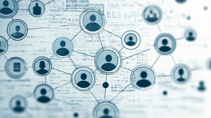 complex illustration of network and team connecting together in an array for business	