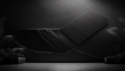 Wall Mural -  A large, matte black wall in the background, free of distractions, ideal for placing brandin