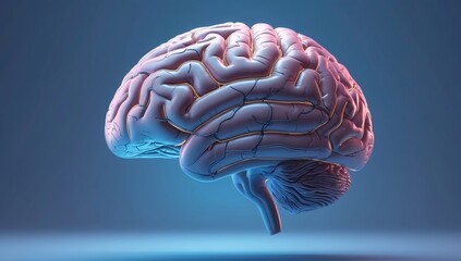 Wall Mural - a modern, digital illustration of a human brain, showcasing intricate details and vibrant colors aga