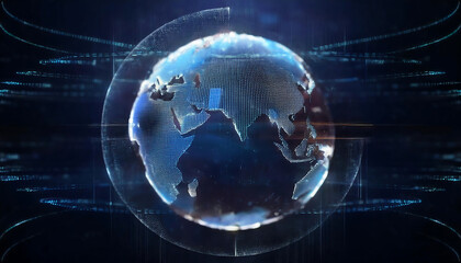 global internet security concept with binary code