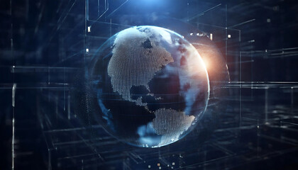 global internet security concept with binary code