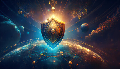 global internet security concept with binary code