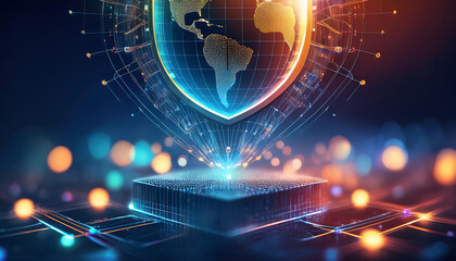 global internet security concept with binary code