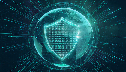 global internet security concept with binary code